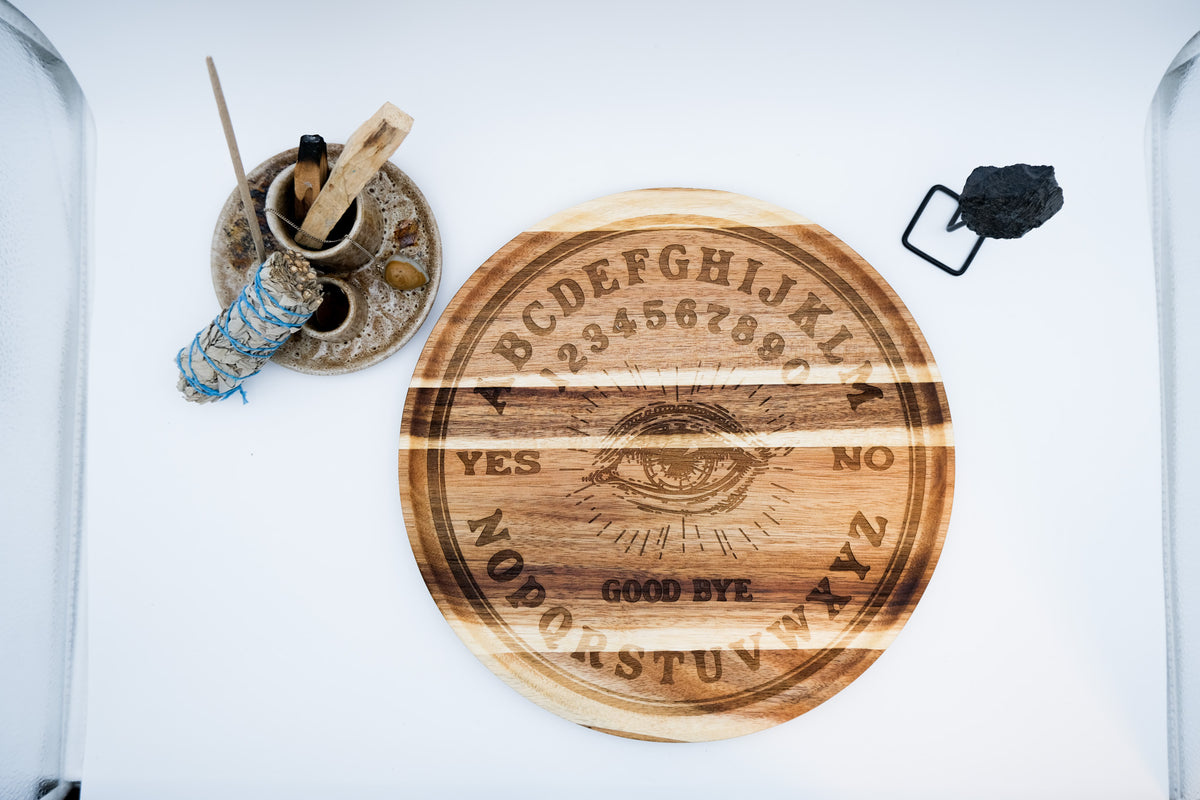 Spirit Board Tray | 12" Engraved Wood Ouija Altar Tray
