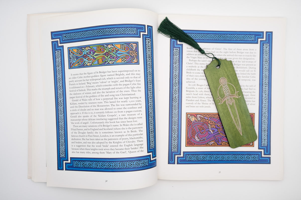 Celtic Sword Bookmark | Engraved Wood Dagger Bookmark
